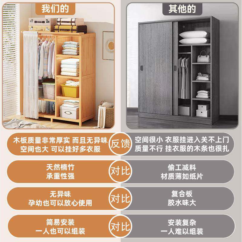 衣柜挂衣区多室家用简易租卧房现代简柜约竹宿舍衣橱门帘防楠433