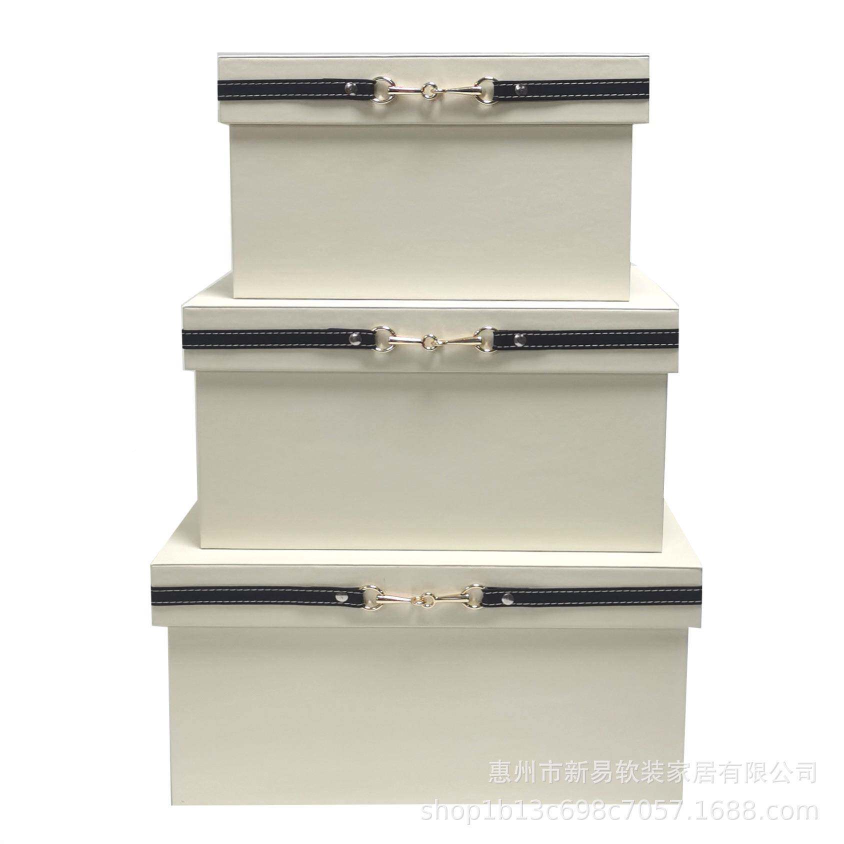 样板衣帽间纳箱工艺摆件皮间质装饰盒理整箱家用轻奢储物箱收XY01