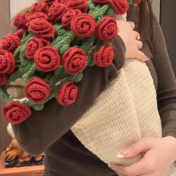 堡F99JM78T仕玫瑰花毯束子工编织材料手包花毛线团钩织花朵毛毯勾