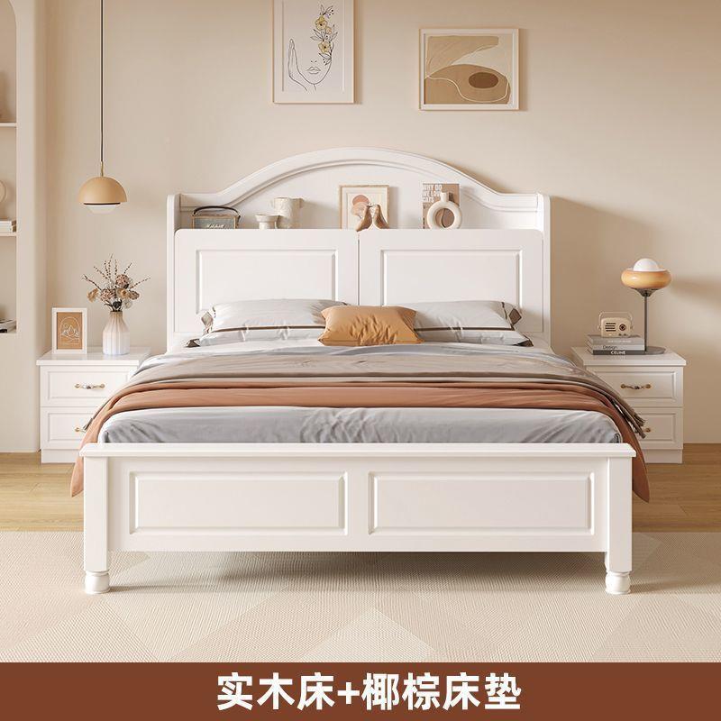 5美式实木床1用1.米现代简约双人床1.8x2米主家民宿卧1.2m单人木