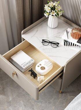 fLE简约现代柜环保床头纯实木岩板轻奢卧加室高储R-565692物柜极