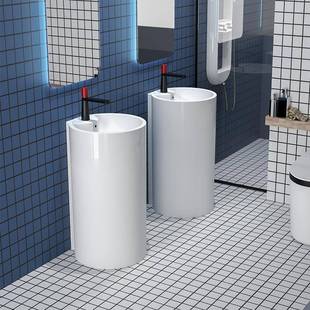 简陶连体立柱盆卫脸生间立式小洗手水池阳台落地式79736约一体瓷