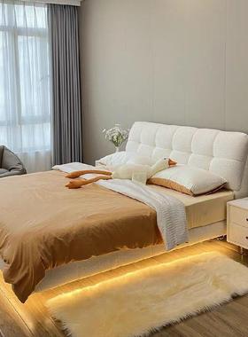 奶油风悬浮床云y泡芙床tuft主科技布艺LEG朵床现代简卧约双人公主