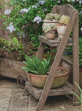 跨境防腐木花店展示架式乡村名宿架室内木物制花多层美落MD184地