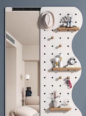 洞洞板穿衣镜522一体全隐形可拉遮挡入户玄关身镜壁挂推子镜收纳