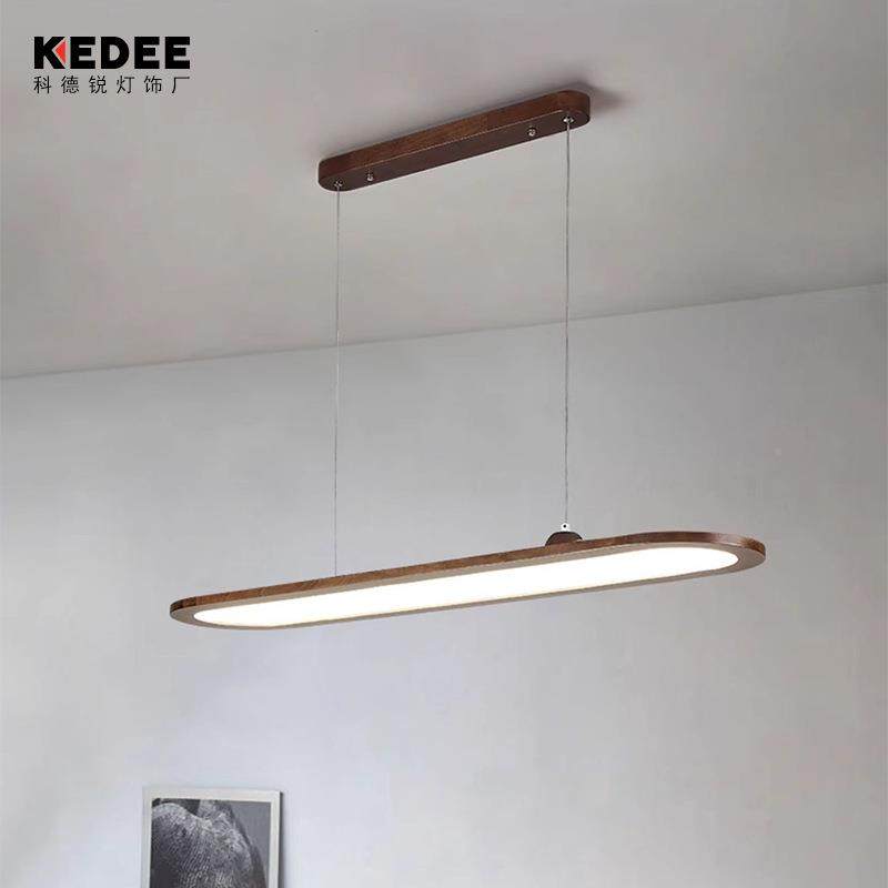 新中式胡桃木极灯简餐厅吊茶一856字长条护眼全光谱中国风室室办