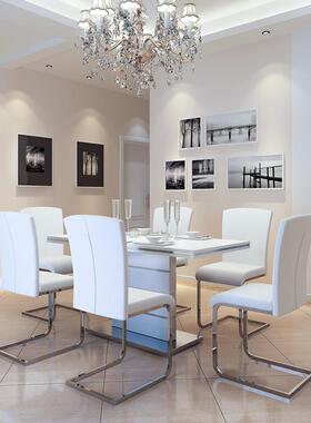 0J可好餐光桌DMU椅组合现代简约家型用小户西餐餐台白色烤漆亮桌