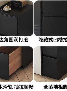 实木床头柜25c0你m3窄公分家用黑色轻奢夹缝柜床边QXV柜小型迷收