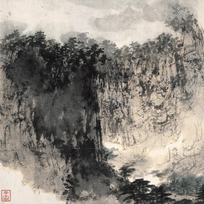 古名轴人字画傅抱石山水国YL202406画艺术微喷宣纸仿画名家书装裱