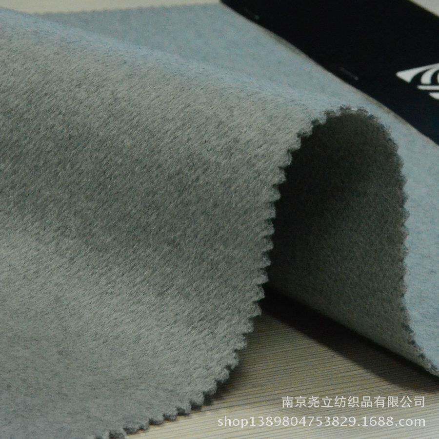 现精纺斜纹顺双面呢货短精纺现货毛呢面料烟灰半双面呢DWO精纺面