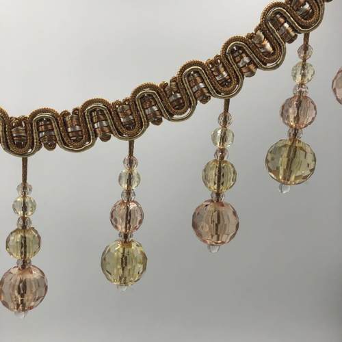 新款帘配饰流家苏花边亚克力珠子双色地球桌布发窗纺装饰辅料配沙