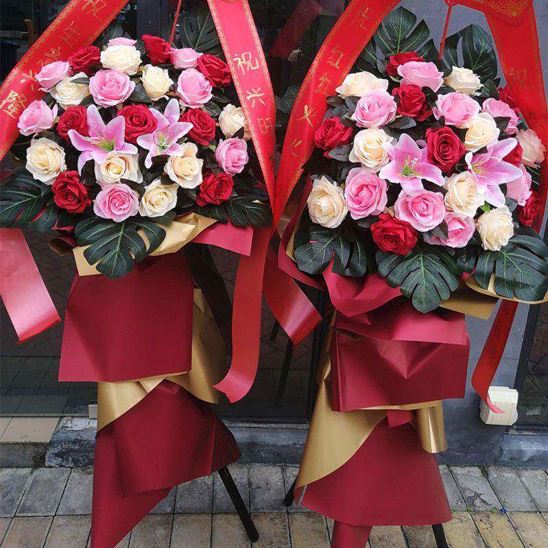 开业花篮ZT101912仿商真花假花塑料花开工庆开典绢店铺门花口张节