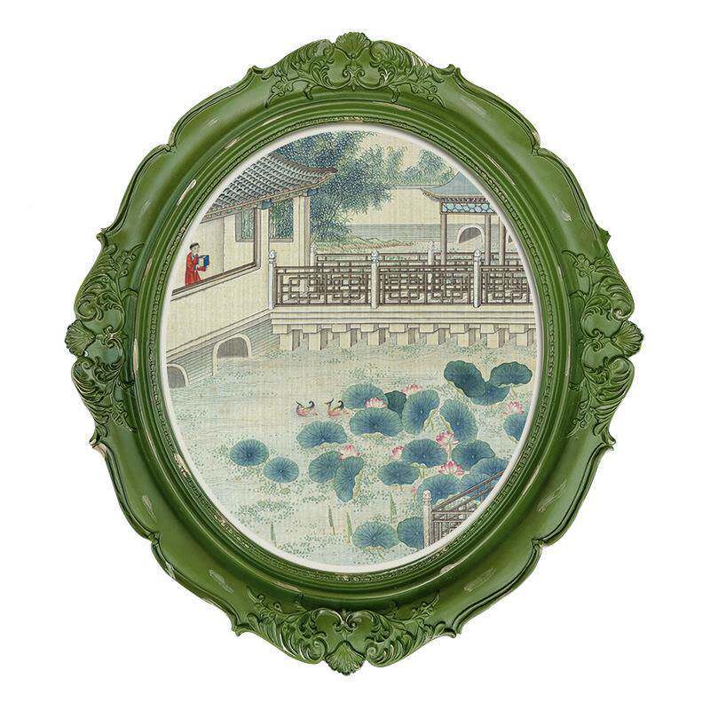 新中式古风孙温楼红梦椭雕装饰画复古挂画小众艺术RQH客厅壁花圆
