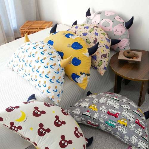搞YBL小恶魔大靠垫怪可拆洗含芯儿童防床护抱枕纯棉宝宝床头牛角