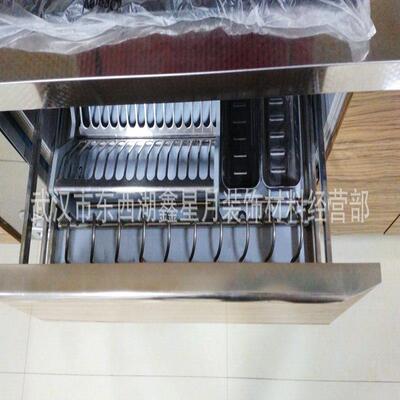 家装厨房橱柜拉碗篮调味收架0104纳不锈钢实阻心尼滑道吊柜升降篮