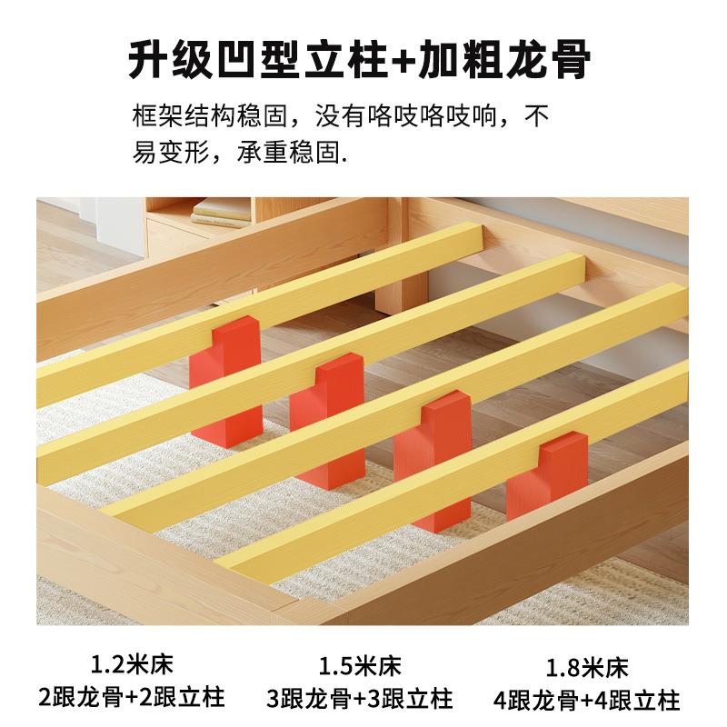 实木床人1.8米静音双人床现代约出租房实木床用小户型1.简2m1.床5