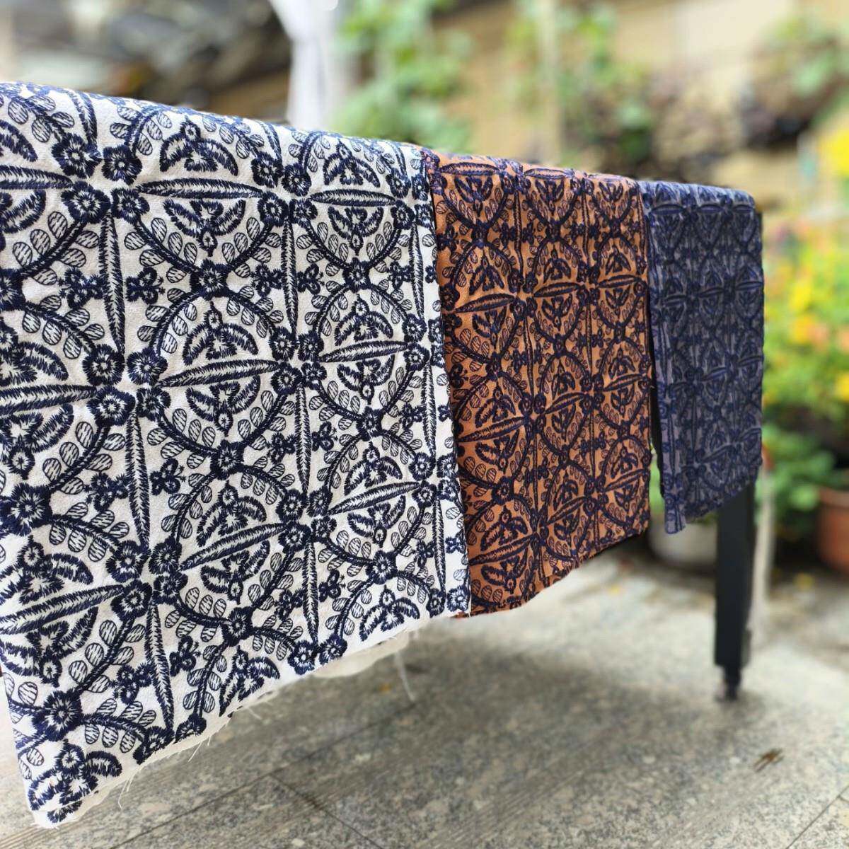 款皆手川1明风格新棉麻刺绣加厚面料沙发抱套枕盖布工包面料一米