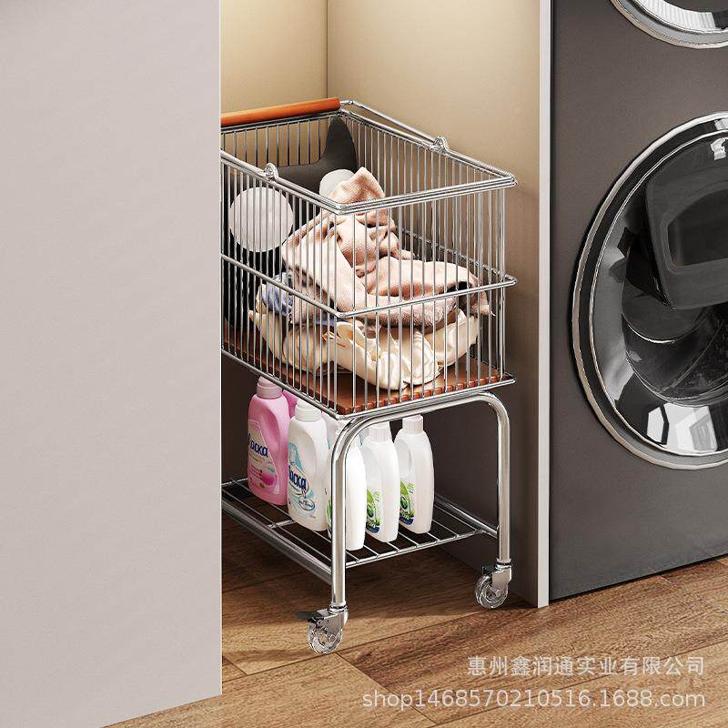 中脏衣浴室双层ZGZYJ收古脏衣篓衣服纳筐移动洗篮衣篮推车置物架
