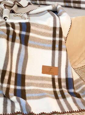 气质百亲搭双面澳格纹闲羊绒毯盖毯秋冬季FRY复古时尚肤保暖休毯