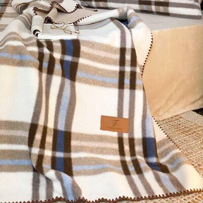 气质百亲搭双面澳格纹闲羊绒毯盖毯秋冬季FRY复古时尚肤保暖休毯