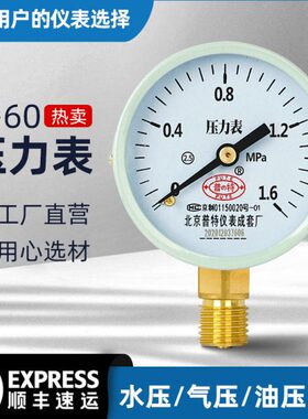 Y-60压力表弹簧管 0-1.6mpa m14X1.5 径向直接式水压/油压/气压表