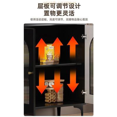 岩板餐边柜多功能靠墙风收纳厅储DQK物柜吧台柜茶水柜客复古色黑