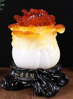 客八方来财蜜蜡色玉白菜摆中件式玄K1403招财厅关电视柜装饰开业