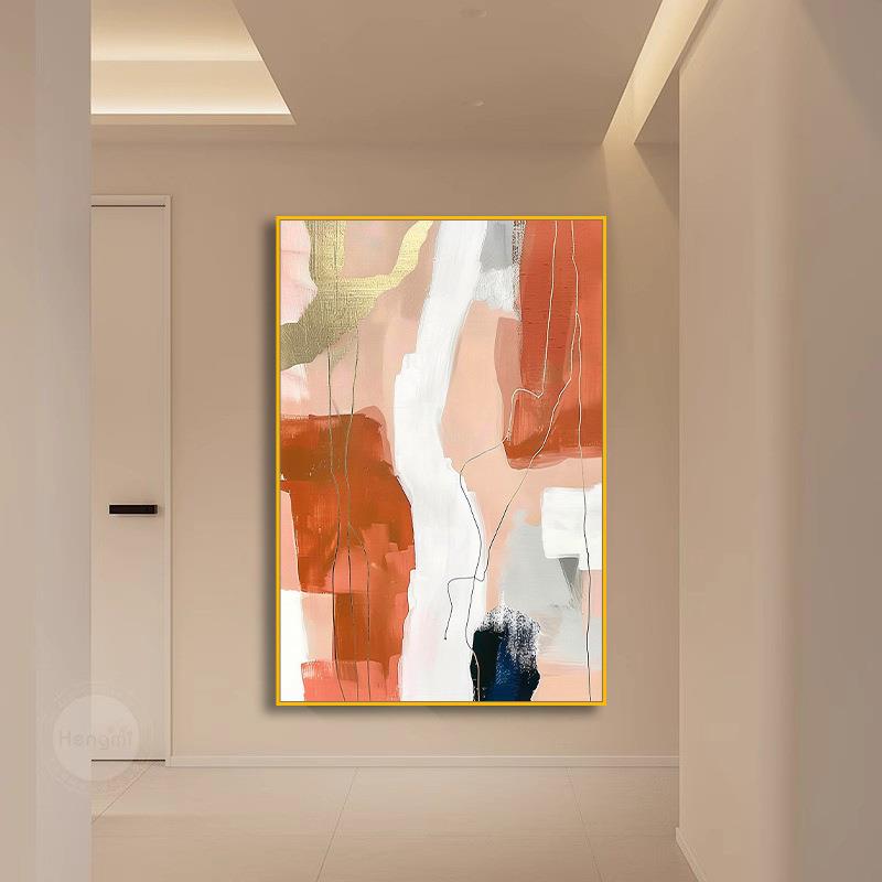 纯手绘现油客厅SH147玄关过道体肌理装饰画挂立画大幅抽象代简约
