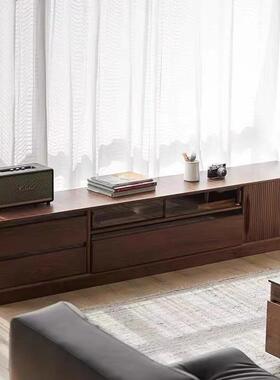 黑胡桃实木柜电视简中古风66999客厅家用小户约储型收纳物柜原木