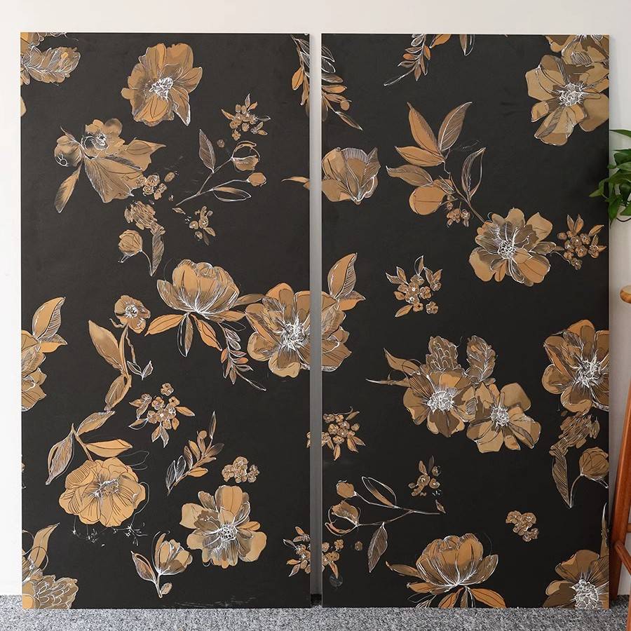 法式中古风黑色花砖600x1200商业空间浴室卫生间厨房墙砖地砖瓷砖