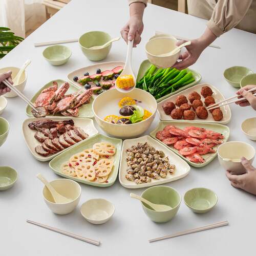 OUZ谋生轻奢盘奶油风团圆拼餐具套装组陶合瓷菜盘子家过用年夜饭