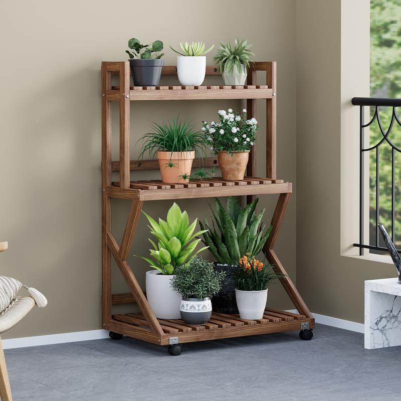 新实木花架多室层内多动肉置物架子带轮可移阳台客厅落地01B款式,基础建材,脚轮/万向轮,淘宝优惠券,粉丝福利购,淘宝优惠卷