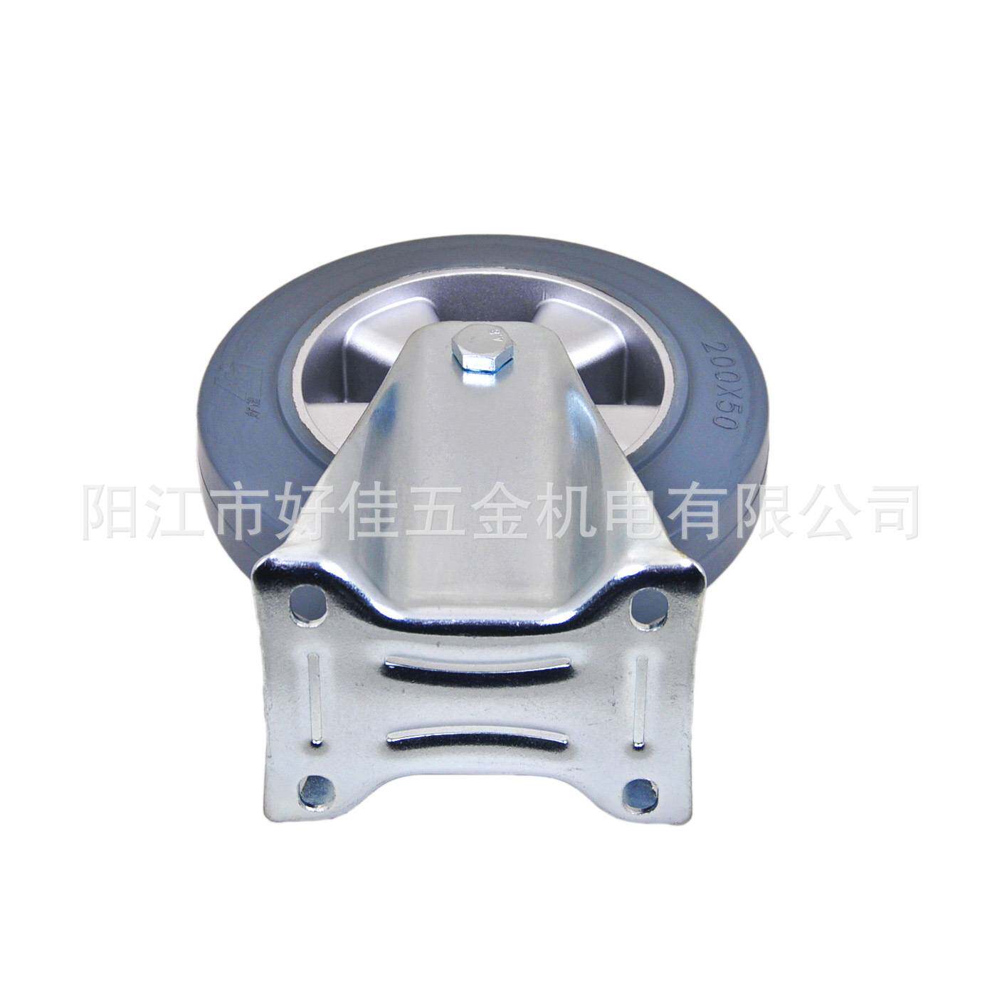 源头工厂产品 200X50mm 好佳牌欧款静音铝芯灰色弹力橡胶定向脚轮