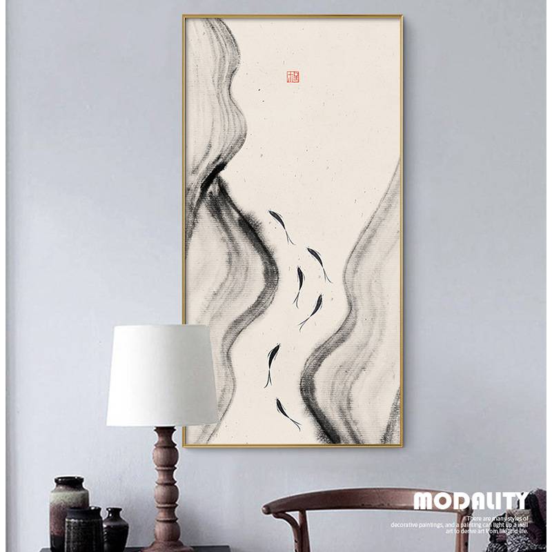 厂家直销新中式挂画水墨禅意荷花客厅装饰画中式抽象画入户玄关画