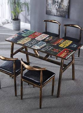 吃商用复饭店古主题快餐桌椅组合早餐OBP食堂餐桌椅大排档面馆小