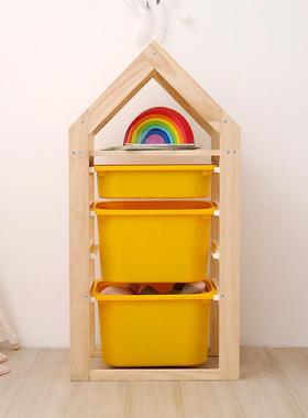 儿童玩木具收分纳架幼儿园多层收纳柜实67104家用置物架理类储整