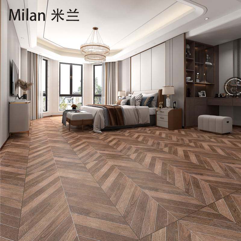 简约全瓷木纹砖600x1200鱼骨木纹瓷砖大板客厅仿实木拉槽木纹砖