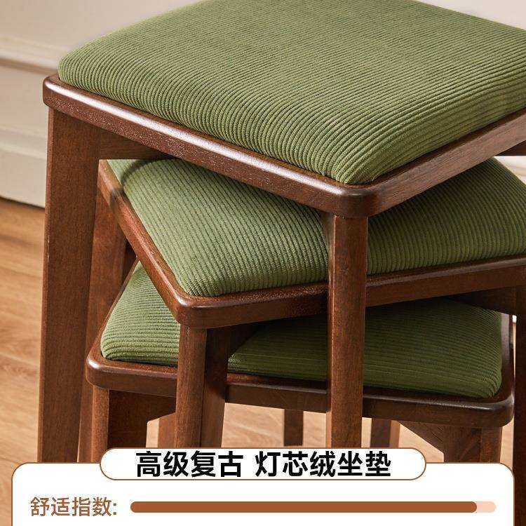 实叠木凳28凳子餐家用椅板凳可放圆凳软包凳伴读凳梳子妆凳简约方