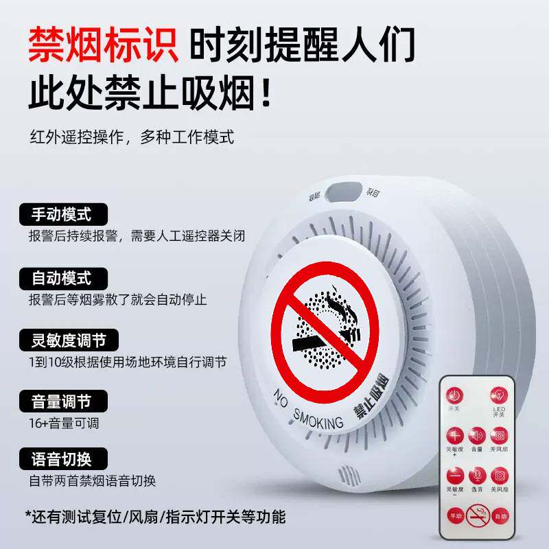 凌防（LFang）SA009RF吸烟报警器控烟卫士禁止吸烟报警器语音警示