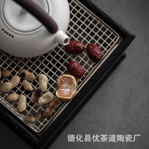 优茶道蜡木炭火钵不锈白钢围KCV炉茶炭炉烧火炉煮方形茶炉户外烧