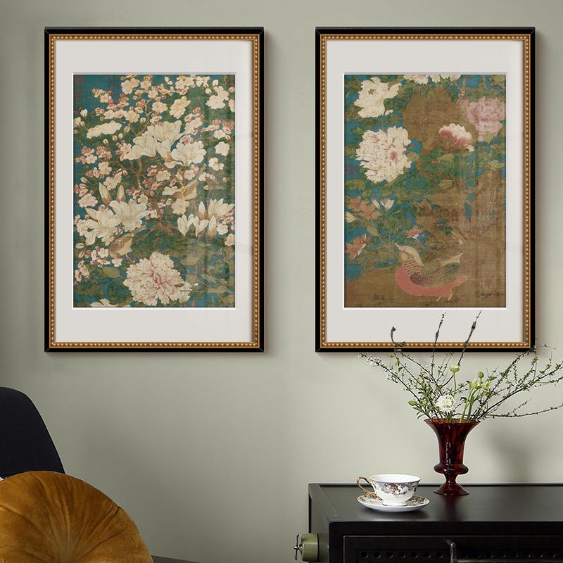 法式中国客风厅装饰B-397新中式画书房茶室古风挂画画南宋蔷壁薇