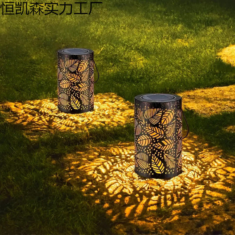 太阳能小夜灯户外防水庭院灯花园坪灯阳台装饰镂空树叶光影挂灯
