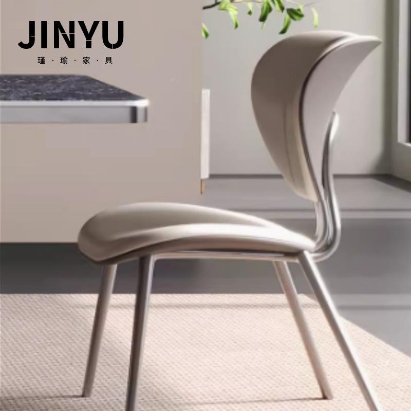 新意式极款简餐椅轻奢高家端用餐厅凳子现代43简约不钢锈酒店椅子