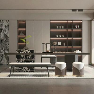 简约中茶式实木DNE茶桌椅室轻奢办室别墅泡茶台设计新师公款