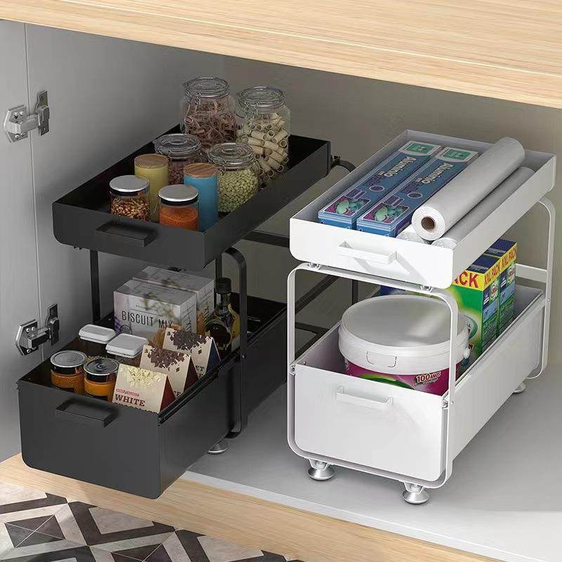 厨房下水水槽置物架调料碗橱碟抽拉式下池柜拉篮分层纳架20251005,厨房/烹饪用具,抹布架/厨房清洁收纳架,淘宝优惠券,粉丝福利购,淘宝优惠卷