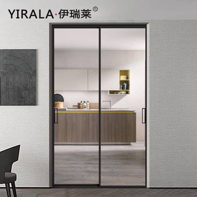 窄边台三联动移门推拉门厨房阳客玻厅窄极323璃移门推拉门