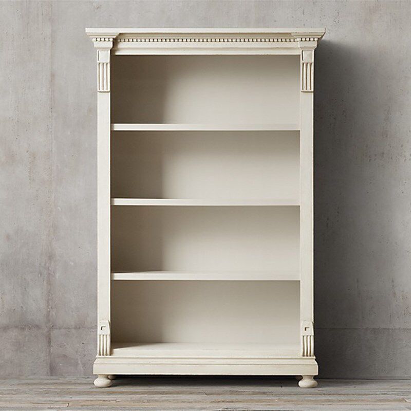 法式实木复古玻璃双门餐边柜陈列柜美式乡村橡木客厅书柜展示柜