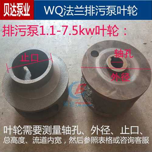 WQ法兰污水泵叶轮排污泵1.1-7.5kw水叶铸铁2寸3寸4寸6寸水泵配件