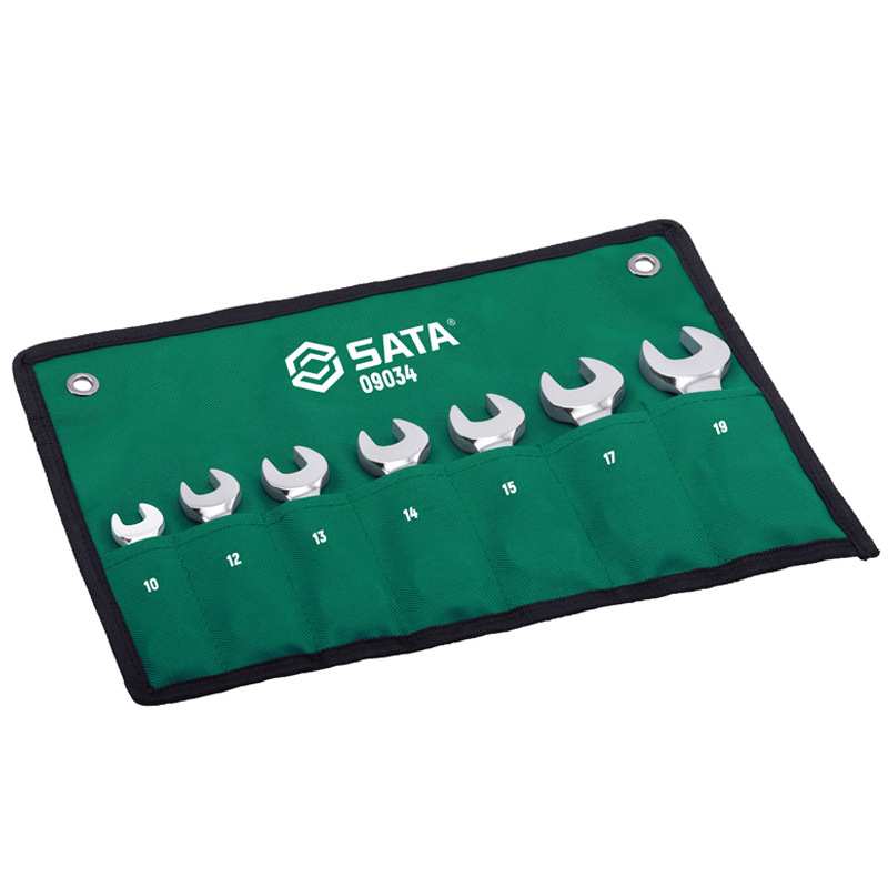 世达09034短柄棘轮扳手固定头梅开两用扳手铬钒钢7件套10-19mm