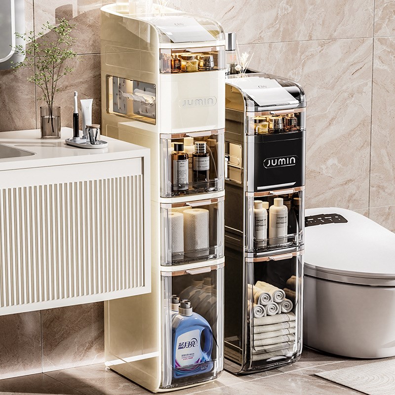 轻奢卫生间c夹缝柜客厅储物柜窄多功能收纳柜置物架纸巾塑料大容
